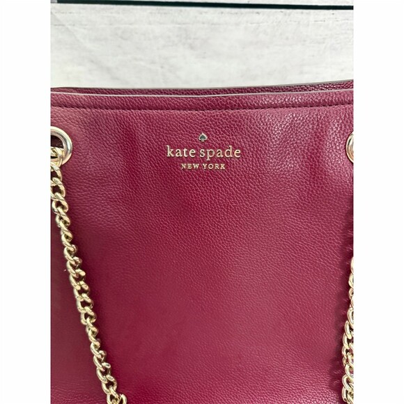 Kate Spade New York Jordyn Tote Burgundy Chain Handle Bag Pretty boujee career - Picture 2 of 16